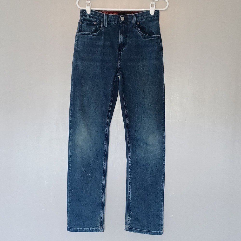 Levi's Jeans Boys 18 Reg Blue 514 Straight Fit Adjustable Waist Denim S111-07